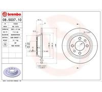 2x Brake disc solid 08.5037.10 BREMBO for SAAB 900 Combi Coupe 9000 Hatchback