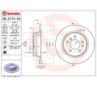 2x Brake disc solid 08.5174.34 BREMBO for BMW 5 5 Touring