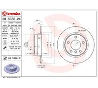 Brembo Rear Brake Discs 08.5366.21 – 280 mm diameter, solid – 2-piece pair