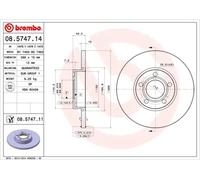2x Brake disc solid 08.5747.11 BREMBO for AUDI 100 C4 Saloon 100 C4 Avant A6 C4