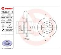 2x Brake disc solid 08.5878.10 BREMBO for DAIHATSU CHARADE Mk III CHARADE Mk IV