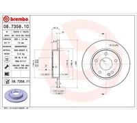 2x Brake disc solid 08.7358.11 BREMBO for MERCEDES-BENZ A-CLASS