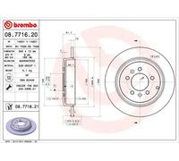 2x Brake disc solid 08.7716.21 BREMBO for PEUGEOT 607