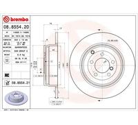 2x Brake disc solid 08.8554.21 BREMBO for LAND ROVER RANGE ROVER Mk III