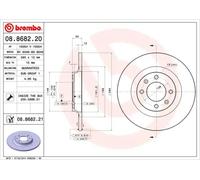 2x Brake disc solid 08.8682.21 BREMBO for CITROËN PEUGEOT DS