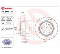 2x Brake disc solid 08.8868.20 BREMBO for HONDA CR-V Mk II