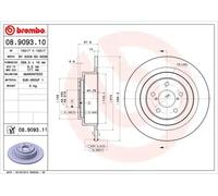 2x Brake disc solid 08.9093.11 BREMBO for SUBARU LEGACY Mk III Estate LEGACY III