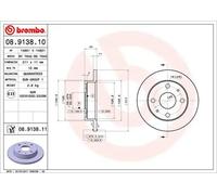 2x Brake disc solid 08.9138.10 BREMBO for DAIHATSU CHARADE VI TREVIS CUORE VII
