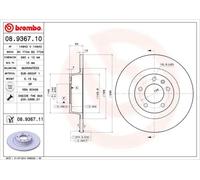 Brembo Brake Discs 08.9367.11 – 2x Solid Coated Rear Axle for Peugeot 407