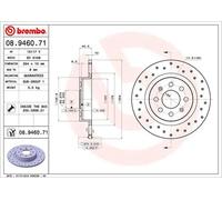 2x Brake disc solid 08.9460.71 BREMBO for ABARTH GRANDE PUNTO PUNTO