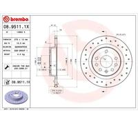 2x Brake disc solid 08.9511.1X BREMBO for CADILLAC SAAB OPEL