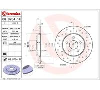 BREMBO Brake disc Perforated 08.9734.1X Brake rotor,Brake discs FORD,JAGUAR,MONDEO III Kombi (BWY),MONDEO III (B5Y),MONDEO III Stufenheck (B4Y)