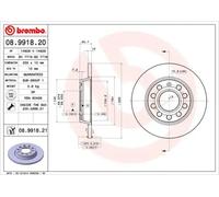 2x Brake disc solid 08.9918.21 BREMBO for AUDI VW SEAT