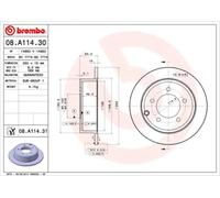 BREMBO COATED DISC LINE Brake disc 08.A114.31 262 10 5 solid Coated JEEP: Compass, Patriot, CHRYSLER: Sebring III Saloon