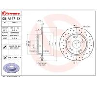 2x Brake disc solid 08.A147.1X BREMBO for HONDA CIVIC VIII Saloon