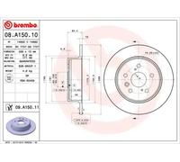 2x Brake disc solid 08.A150.11 BREMBO for LEXUS RX