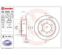 2x Brake disc solid 08.A329.11 BREMBO for SSANGYONG DAEWOO