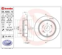 2x Brake disc solid 08.A355.11 BREMBO for HONDA CR-V IV CR-V Mk II CR-V III