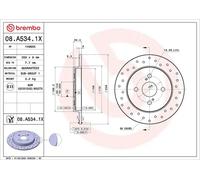 2x Brake disc solid 08.A534.1X BREMBO for ASTON MARTIN TOYOTA
