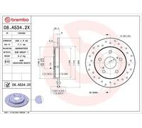 2x Brake disc solid 08.A534.2X BREMBO for TOYOTA COROLLA Saloon AURIS