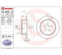 2x Brake disc solid 08.A605.11 BREMBO for SUBARU OUTBACK LEGACY IV