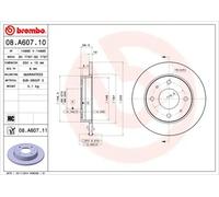 2x Brake disc solid 08.A607.11 BREMBO for SMART MITSUBISHI