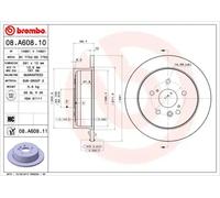 2x Brake disc solid 08.A608.11 BREMBO for TOYOTA PREVIA / ESTIMA II