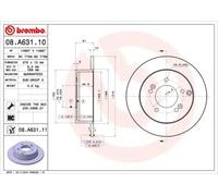 2x Brake disc solid 08.A631.11 BREMBO for KIA CARENS III MPV CARENS I MPV