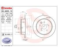 2x Brake disc solid 08.A635.11 BREMBO for LEXUS IS II IS III