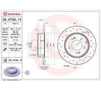 2x Brake disc solid 08.A708.1X BREMBO for HYUNDAI KIA