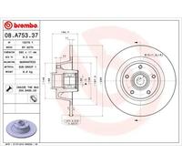 2x Brake disc solid 08.A753.37 BREMBO for RENAULT MEGANE III Coupe