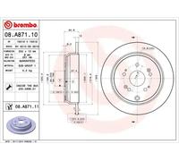 2x Brake disc solid 08.A871.11 BREMBO for HONDA CR-V III CR-V IV