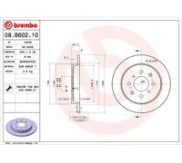 2x Brake disc solid 08.B602.10 BREMBO for HONDA JAZZ III
