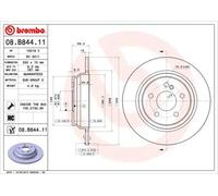 2x Brake disc solid 08.B844.11 BREMBO for MERCEDES-BENZ SL