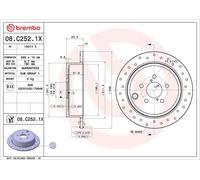 2x Brake disc solid 08.C252.1X BREMBO for SUBARU TOYOTA