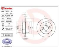 Brembo Brake Discs 10485067A 08.C650.11 Rear Solid 234mm Pair for Hyundai i10 II/III