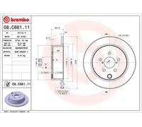 1X Brake disc BREMBO 08.C661.11 for SUBARU XV (_GP_) 2 2012-2017