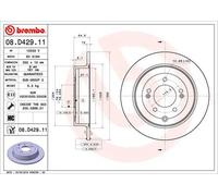 2x Brake disc solid 08.D429.11 BREMBO for HYUNDAI KIA