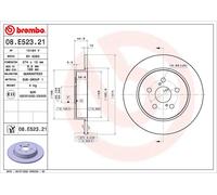 2x Brake disc solid 08.E523.21 BREMBO for TOYOTA YARIS