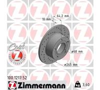 2x Brake disc solid 100.1217.52 ZIMMERMANN for AUDI VW SKODA
