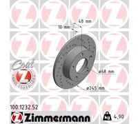 2x Brake disc solid 100.1232.52 ZIMMERMANN for AUDI VW