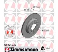 2x Brake disc solid 100.1244.20 ZIMMERMANN for AUDI SEAT