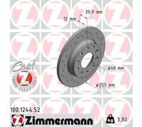 2x Brake disc solid 100.1244.52 ZIMMERMANN for AUDI SEAT