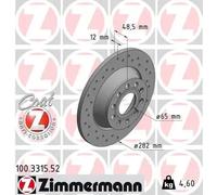 2x Brake disc solid 100.3315.52 ZIMMERMANN for VW SEAT SKODA AUDI