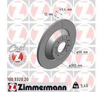 2x Brake disc solid 100.3320.20 ZIMMERMANN for AUDI A6 C6 A6 C6 Avant