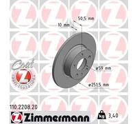 2x Brake disc solid 110.2208.20 ZIMMERMANN for ALFA ROMEO LANCIA