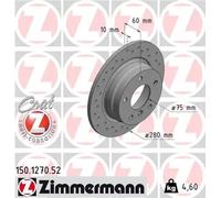 ZIMMERMANN SPORT COAT Z Brake disc 150.1270.52 280 10 6/5 5 120 solid, Perforated Coated High-carbon BMW: 3 Coupe, 3 Convertible, 3 Saloon