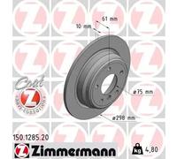 2x Brake disc solid 150.1285.20 ZIMMERMANN for BMW 5