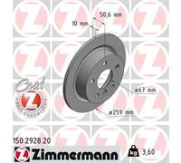 2x Brake disc solid 150.2928.20 ZIMMERMANN for MINI MINI MINI Convertible