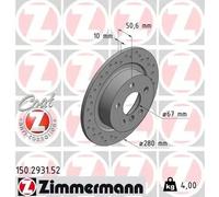 ZIMMERMANN SPORT COAT Z Brake disc 150.2931.52 280 10 6/5 5 112 solid, Perforated Coated High-carbon BMW: 1 Hatchback, X1, X2, MINI: Hatchback